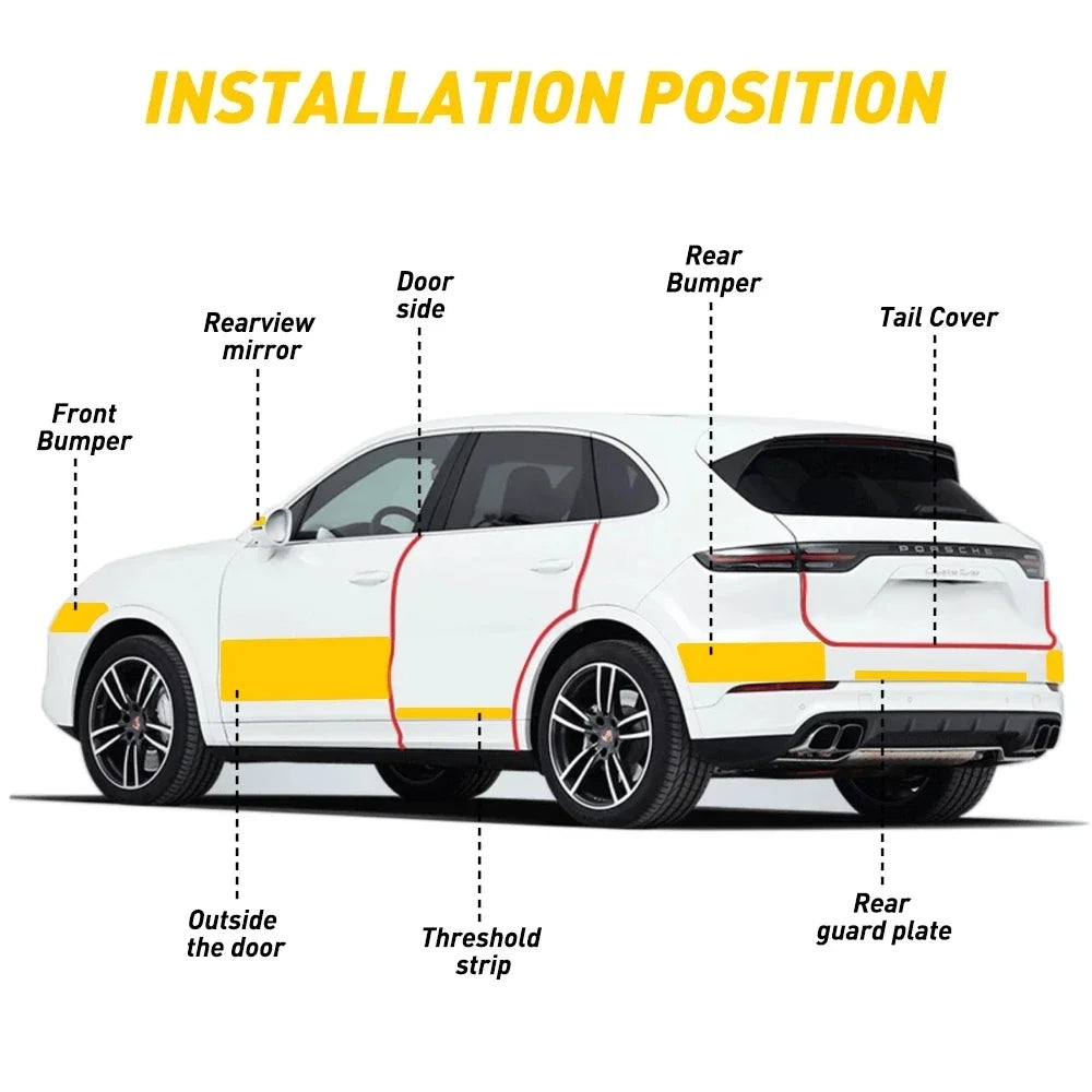 1-5m Nano Carbon Fiber Car Tape Sticker Door Mirror Protector Strip Waterproof Adhesive Protective Film DIY Accessory