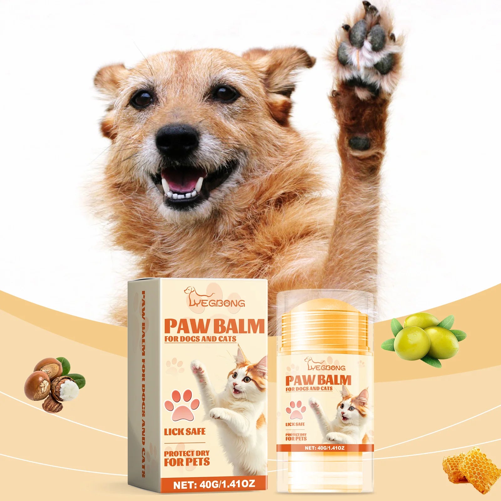 Yegbong Love Pet Paw Care Stick, Pet Foot Moisturizing Care, Anti-Cracking And Softening Foot Paw Care Cream