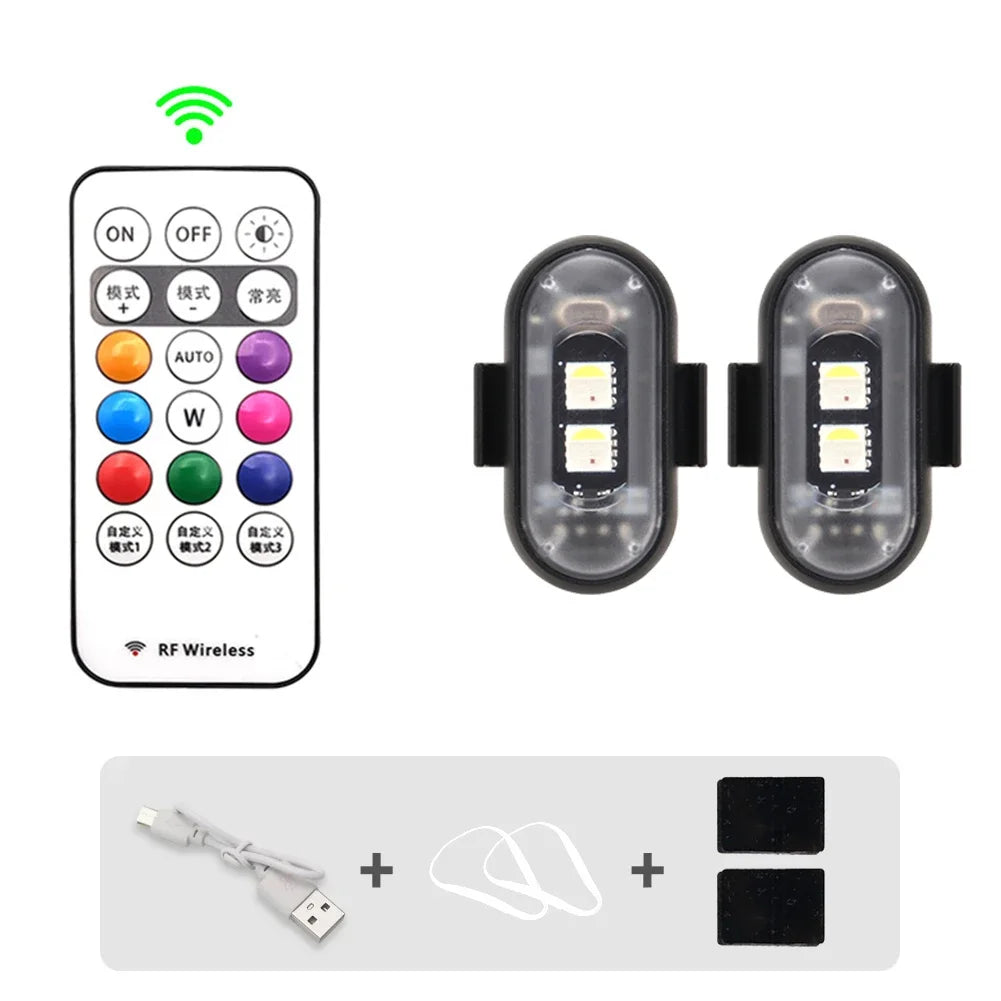 RGB Led Car Strobe Lights Motorcycle LED Flash Position Wireless Light Aircraft Airplane Helicopter Warning Lights Accessories