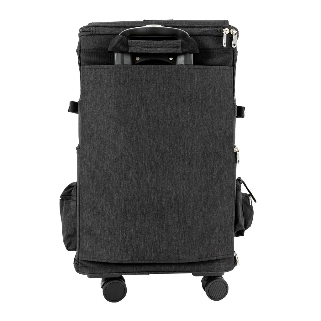 Double-Compartment Pet Rolling Carrier Cat Carrier w/Wheels Ventilated Design Pet Trolley Bag for 2 Pets Traveling, Camping