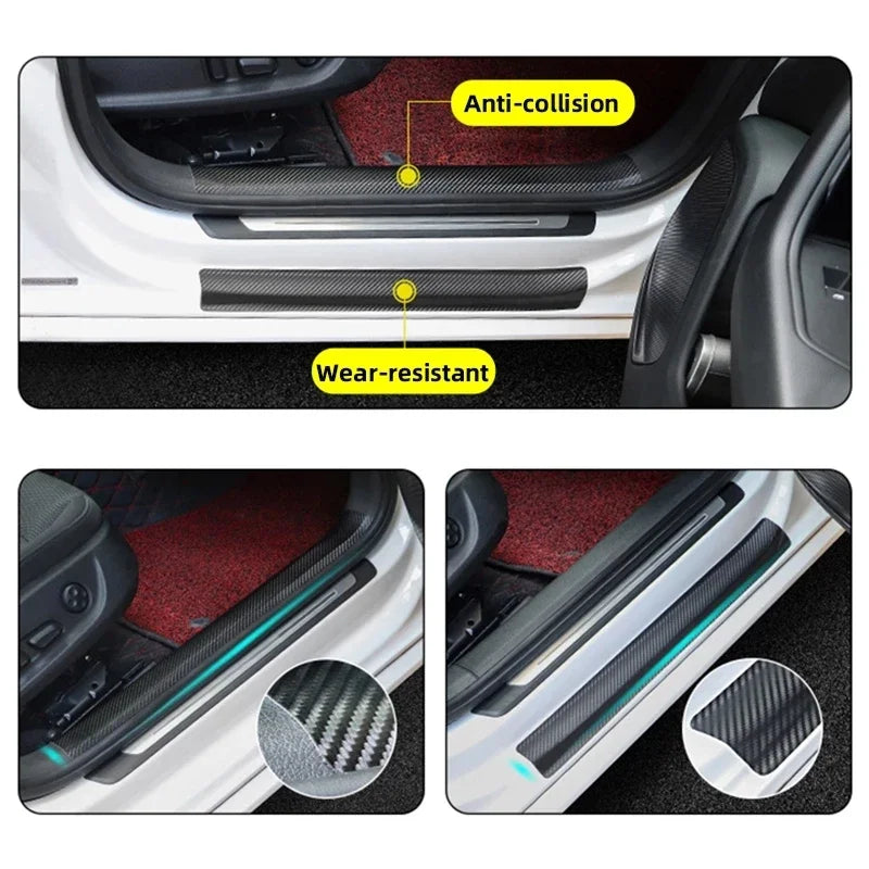 1-5m Nano Carbon Fiber Car Tape Sticker Door Mirror Protector Strip Waterproof Adhesive Protective Film DIY Accessory