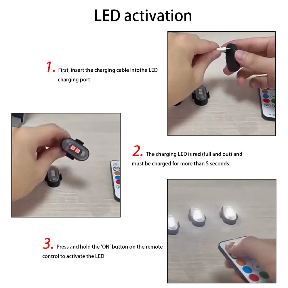 RGB Led Car Strobe Lights Motorcycle LED Flash Position Wireless Light Aircraft Airplane Helicopter Warning Lights Accessories