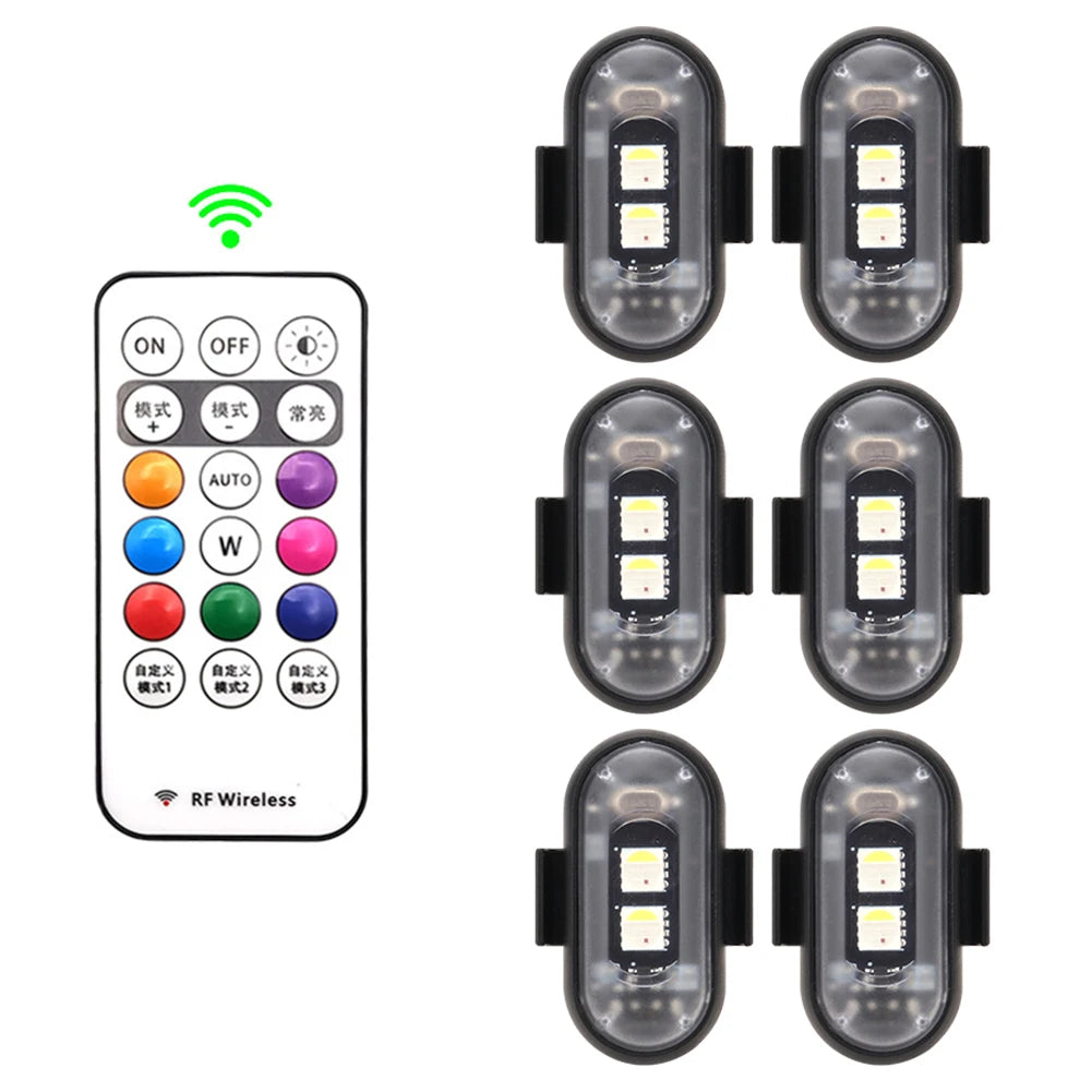 RGB Led Car Strobe Lights Motorcycle LED Flash Position Wireless Light Aircraft Airplane Helicopter Warning Lights Accessories