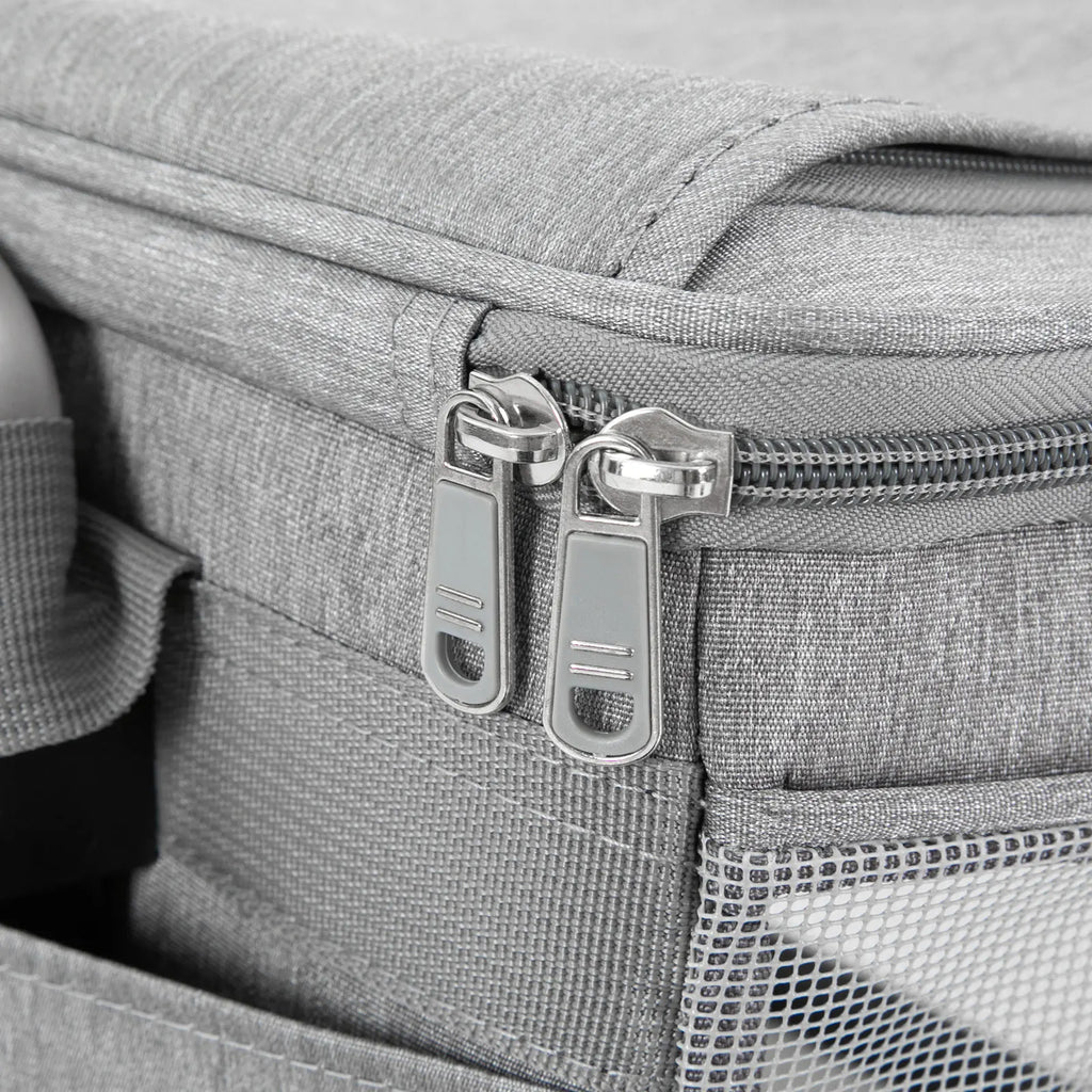 Double-Compartment Pet Rolling Carrier Cat Carrier w/Wheels Ventilated Design Pet Trolley Bag for 2 Pets Traveling, Camping