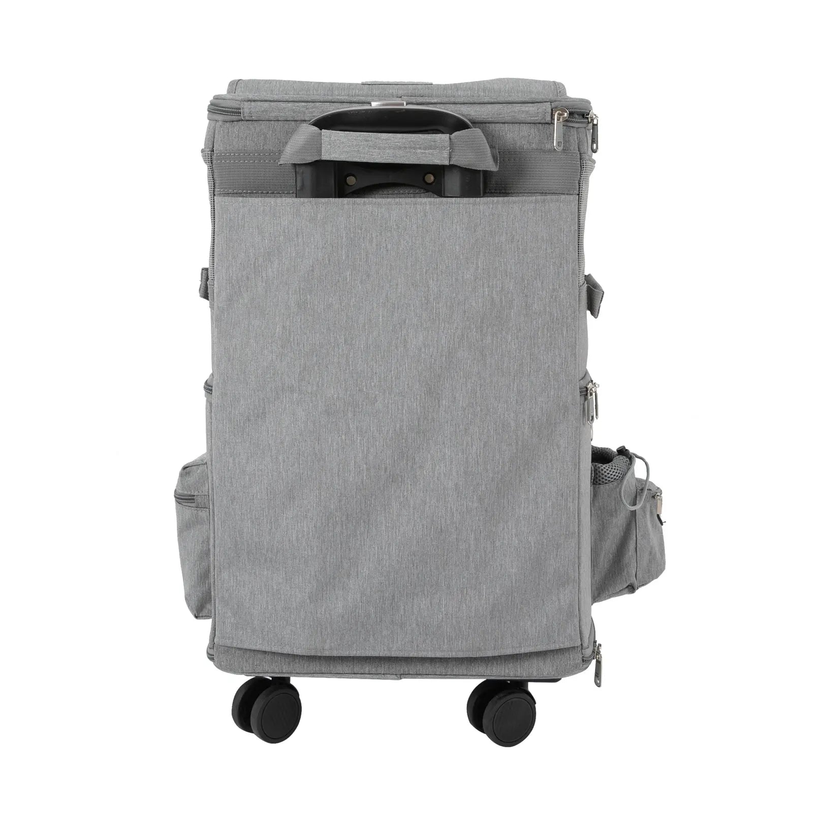 Double-Compartment Pet Rolling Carrier Cat Carrier w/Wheels Ventilated Design Pet Trolley Bag for 2 Pets Traveling, Camping