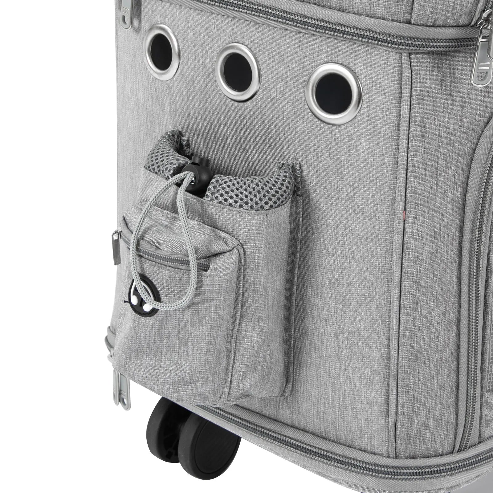 Double-Compartment Pet Rolling Carrier Cat Carrier w/Wheels Ventilated Design Pet Trolley Bag for 2 Pets Traveling, Camping