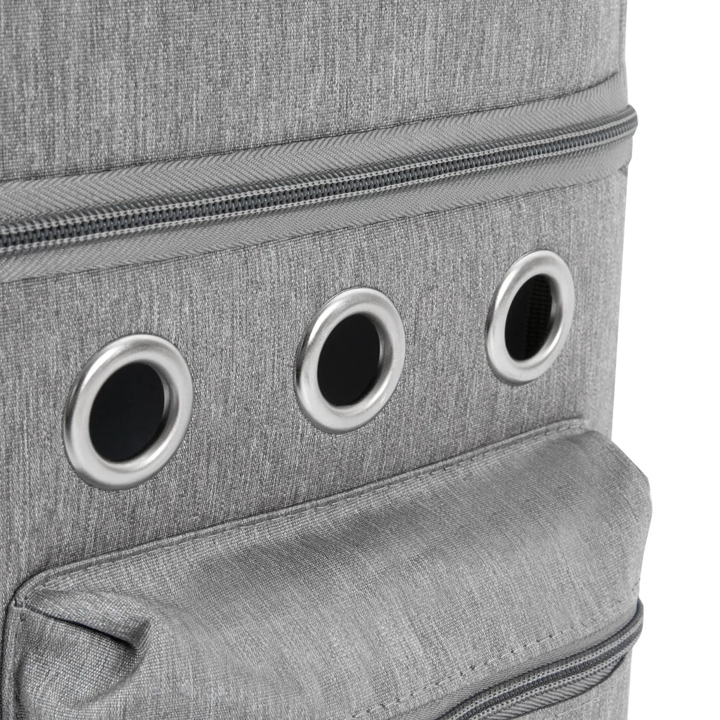 Double-Compartment Pet Rolling Carrier Cat Carrier w/Wheels Ventilated Design Pet Trolley Bag for 2 Pets Traveling, Camping