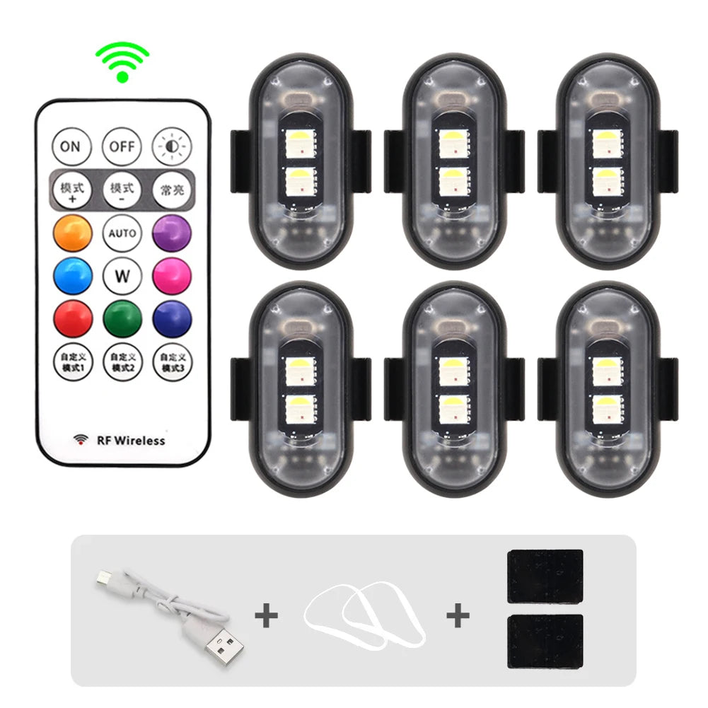 RGB Led Car Strobe Lights Motorcycle LED Flash Position Wireless Light Aircraft Airplane Helicopter Warning Lights Accessories