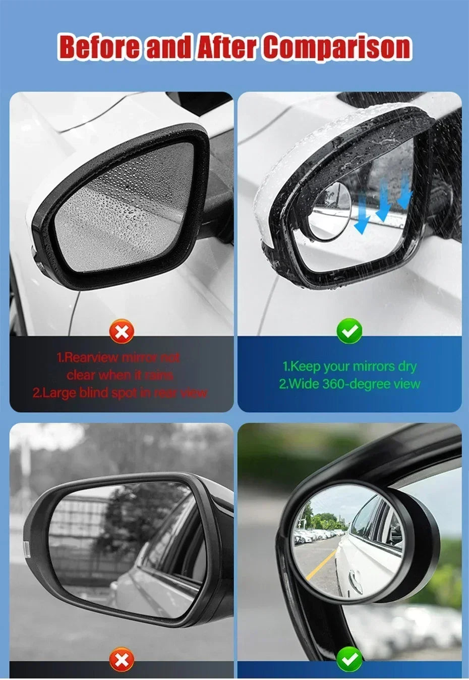 Car Accessories Rearview Mirror Rain Eyebrow Carbon Fiber Auto Side Mirrors Protector Blind Spot Mirror Visor Rain Shield