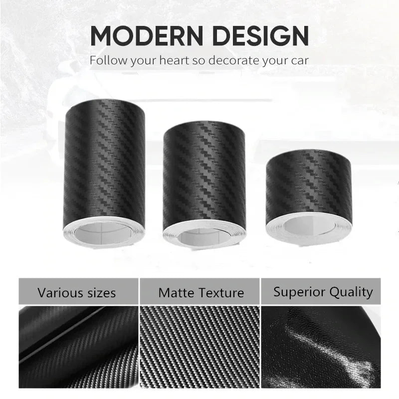1-5m Nano Carbon Fiber Car Tape Sticker Door Mirror Protector Strip Waterproof Adhesive Protective Film DIY Accessory