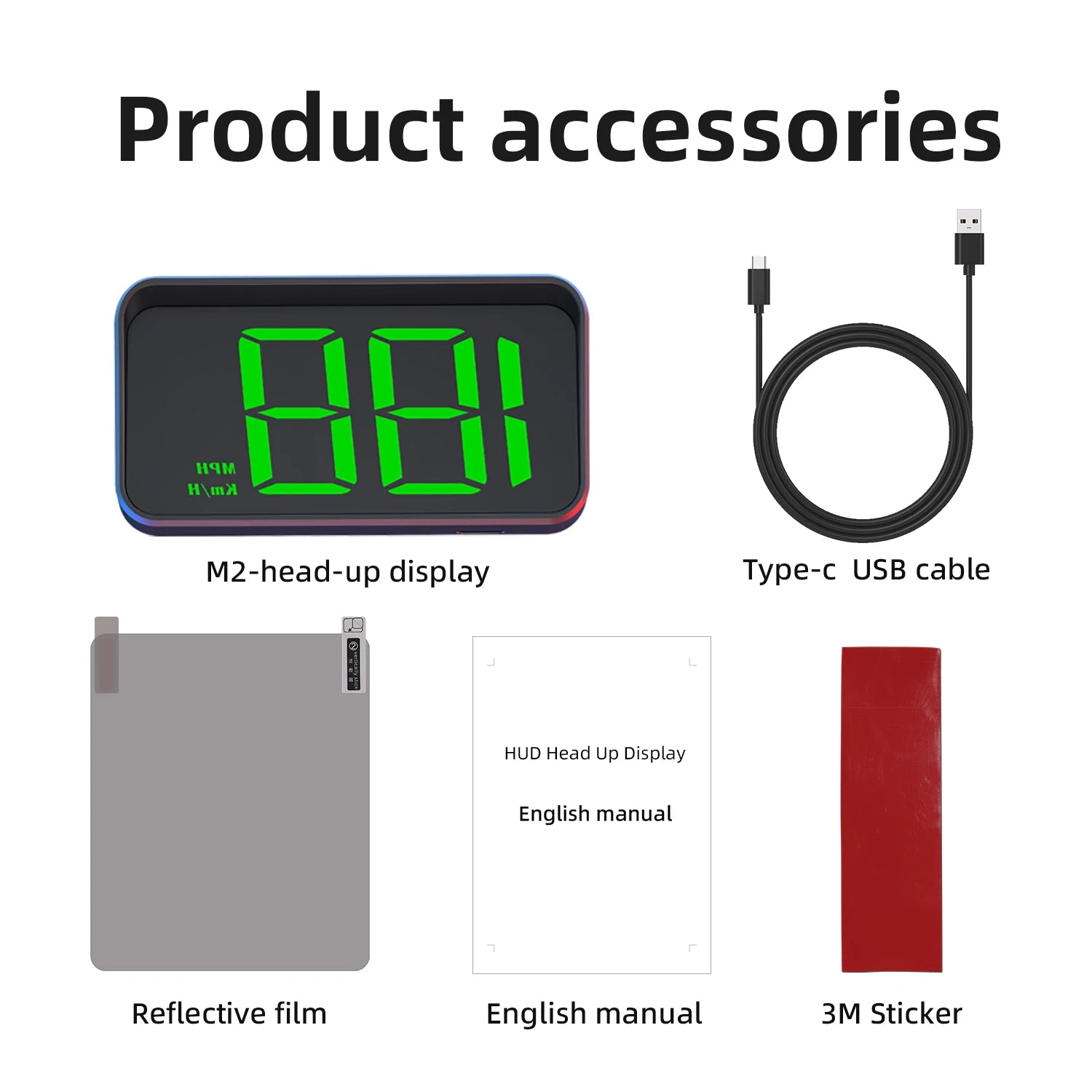 HD Car Head up Display M2 GPS Speedometer KM/H Digital HUD Windshield Projector Universal Auto Electronics Accessory