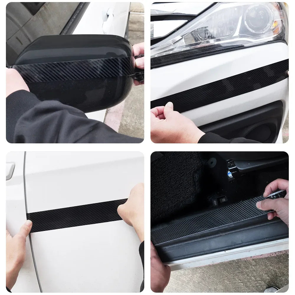 1-5m Nano Carbon Fiber Car Tape Sticker Door Mirror Protector Strip Waterproof Adhesive Protective Film DIY Accessory