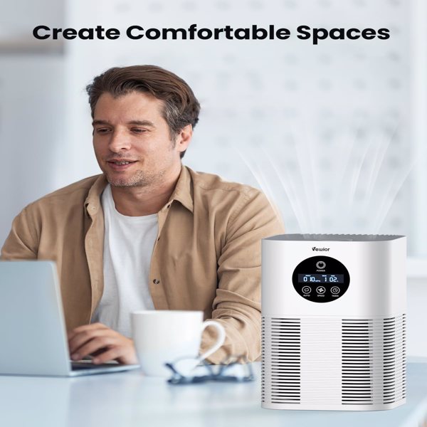 H13 True Hepa Air Purifiers for Pets Hair, Dander, Smoke, Pollen, 3 Fan Speeds, 6 Timer Air Cleaner Suitable for 600 sq. ft.
