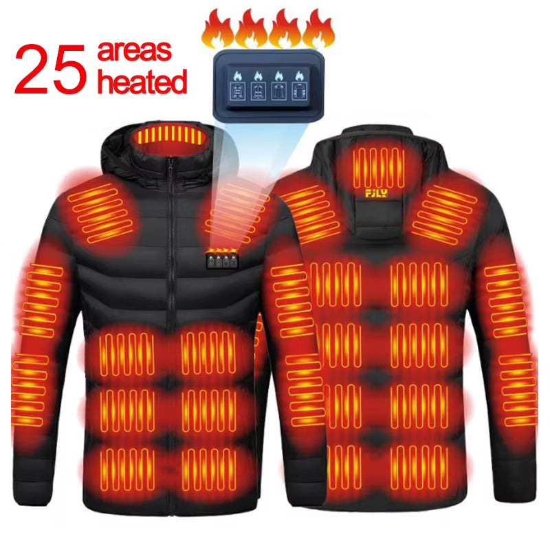 Men 25 Areas Heated Jacket Self Heated Jacket Men Women USB Heated Clothing Electric Heating Jackets Heated down Coat